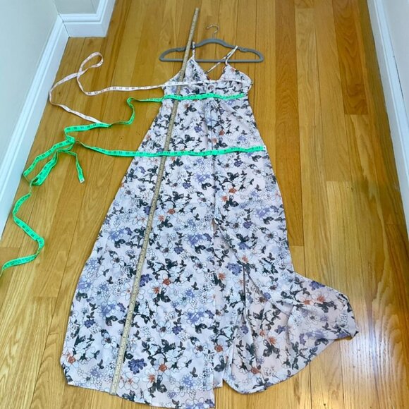 Romeo & Juliet Dress Maxi Floral Strappy Pink Purple Open Back Front Slit (M) - Picture 6 of 7